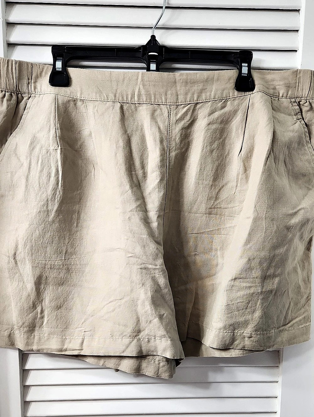 a new day Women's Linen Pull-On Shorts Beige XXL